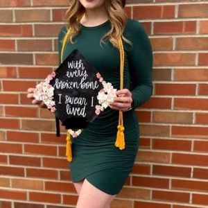 Forrest green rushed bodycon